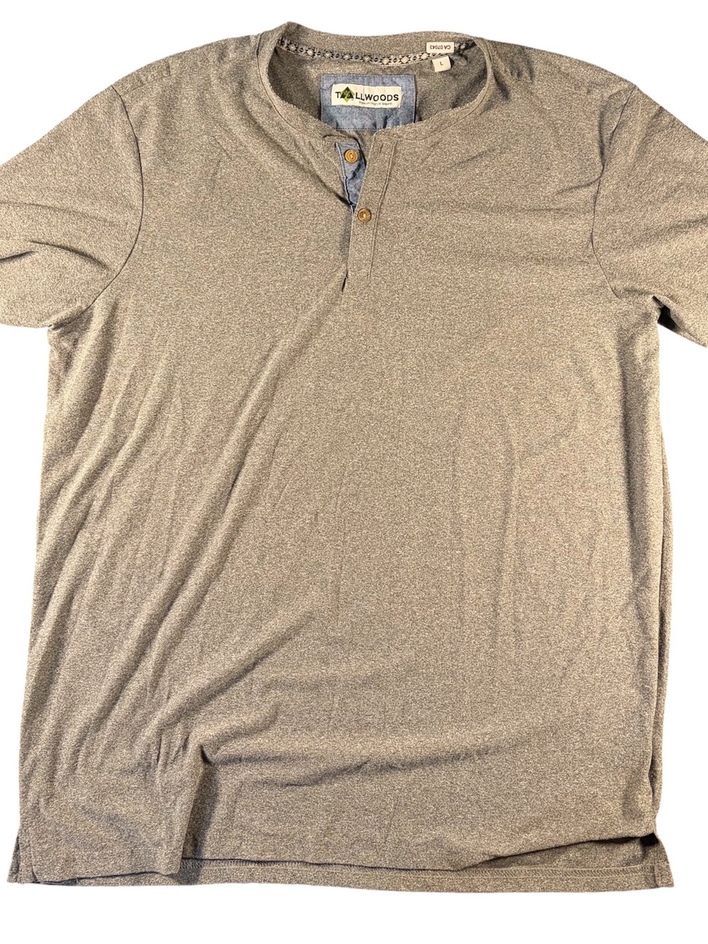 Tallwoods Men’s Short Sleeve Henley in Heather Gray